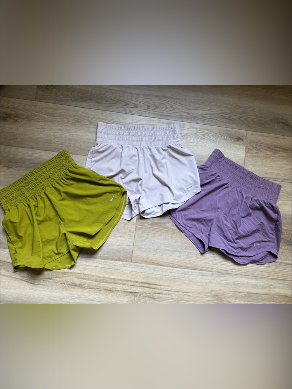 Nike Women’s Athletic Shorts Trio — Lime, Lavender, Cream